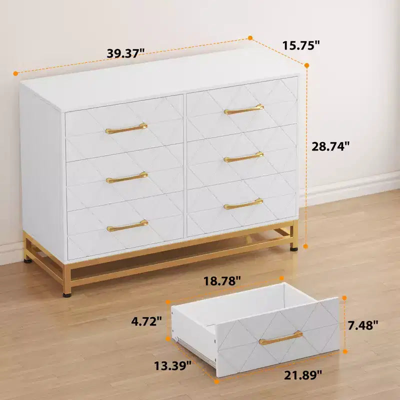 Commode haute à 6 tiroirs – Rangement peu encombrant avec tiroirs à fermeture douce et dispositif anti-basculement
