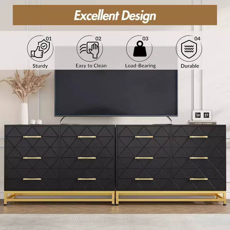 Commode haute à 6 tiroirs – Rangement peu encombrant avec tiroirs à fermeture douce et dispositif anti-basculement