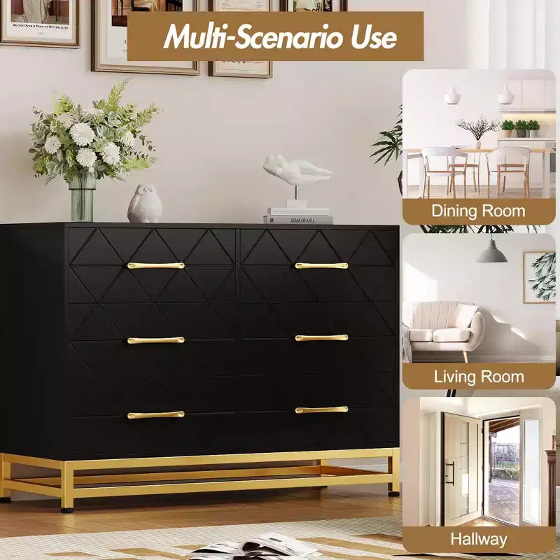 Commode haute à 6 tiroirs – Rangement peu encombrant avec tiroirs à fermeture douce et dispositif anti-basculement