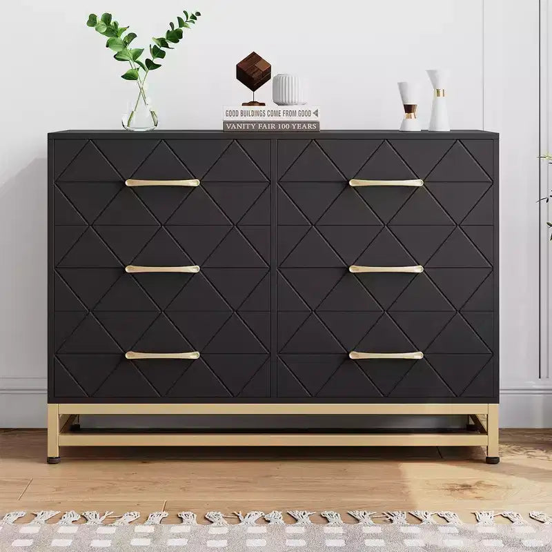Commode haute à 6 tiroirs – Rangement peu encombrant avec tiroirs à fermeture douce et dispositif anti-basculement