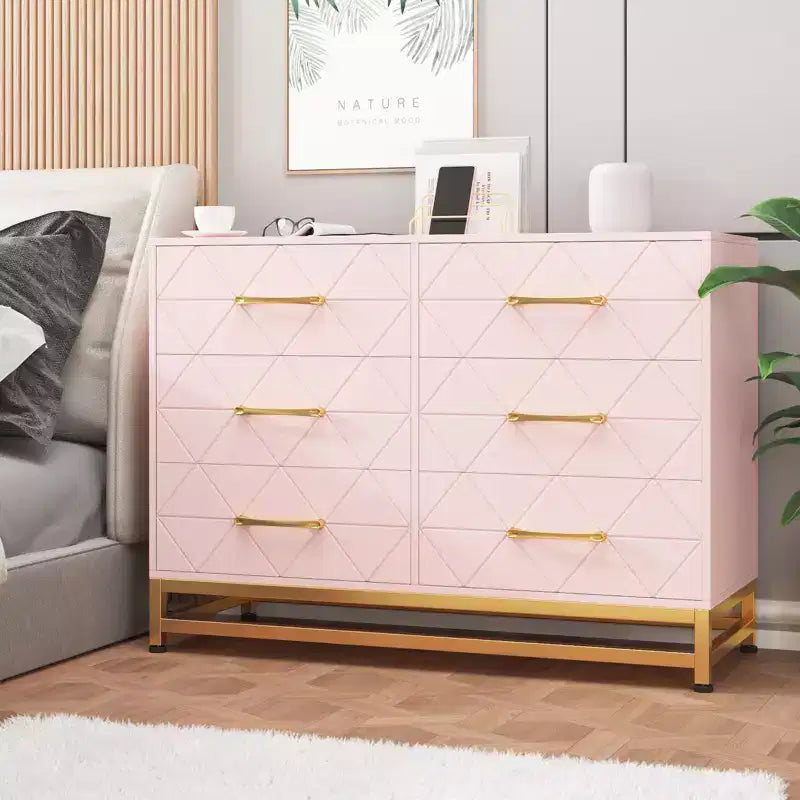 Commode haute à 6 tiroirs – Rangement peu encombrant avec tiroirs à fermeture douce et dispositif anti-basculement