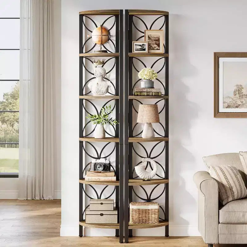 Étagère d'Angle à 6 Niveaux, Étagère de Rangement pour Livres, Présentoir, Meuble de Rangement, Support de Plante pour Salon, Chambre, Salle de Bain, Cuisine de 180 cm