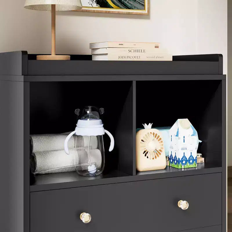 Commode Bébé avec Plan à Langer, Station Nurserie et Table à Langer 6 Tiroirs avec Matelas à Langer, Bois Robuste pour Bébé