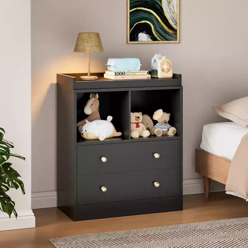Commode Bébé avec Plan à Langer, Station Nurserie et Table à Langer 6 Tiroirs avec Matelas à Langer, Bois Robuste pour Bébé