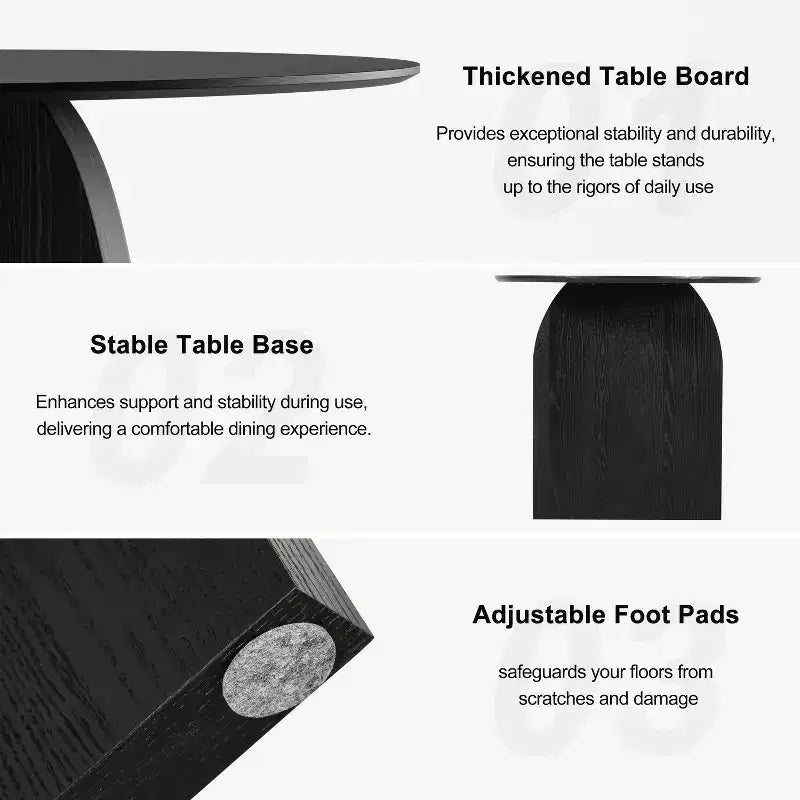 Table à manger ovale noire de style ferme de 67 po pour 4 à 6 personnes avec pieds de table arqués ronds pour salle à manger et salon