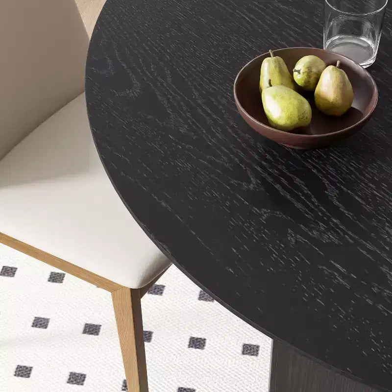 Table à manger ovale noire de style ferme de 67 po pour 4 à 6 personnes avec pieds de table arqués ronds pour salle à manger et salon