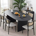 67 Farmhouse Oval Black Dining Table for 4-6 People with Round Arched Table Legs for Dining Room and Living Room