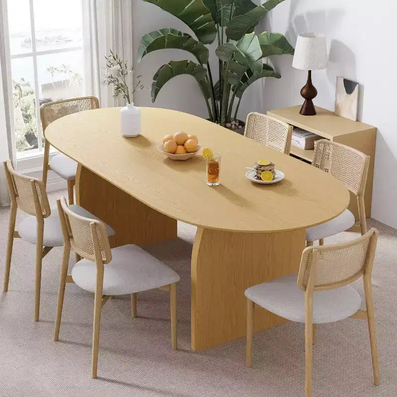 Table à manger ovale noire de style ferme de 67 po pour 4 à 6 personnes avec pieds de table arqués ronds pour salle à manger et salon