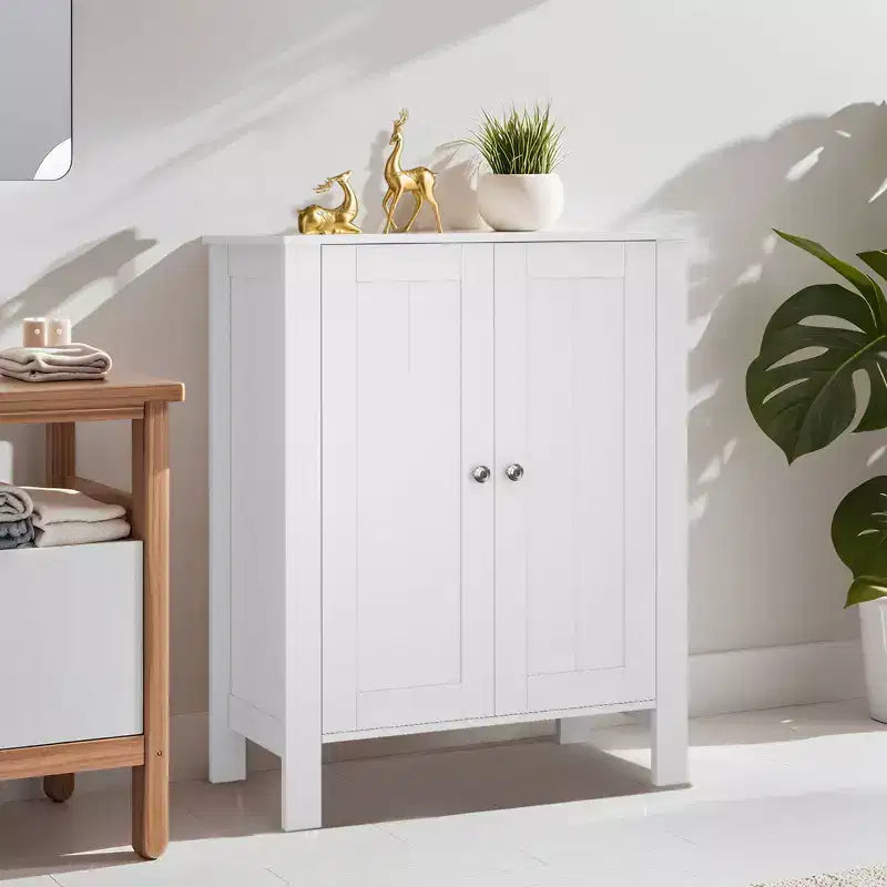 Meuble de Rangement au Sol pour Salle de Bain, Unité de Rangement Autonome pour Salle de Bain avec 2 Étagères Réglables, 30 x 60 x 80 cm