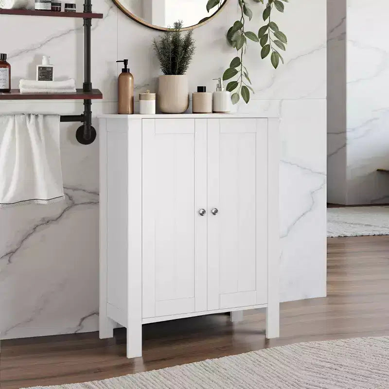 Meuble de Rangement au Sol pour Salle de Bain, Unité de Rangement Autonome pour Salle de Bain avec 2 Étagères Réglables, 30 x 60 x 80 cm