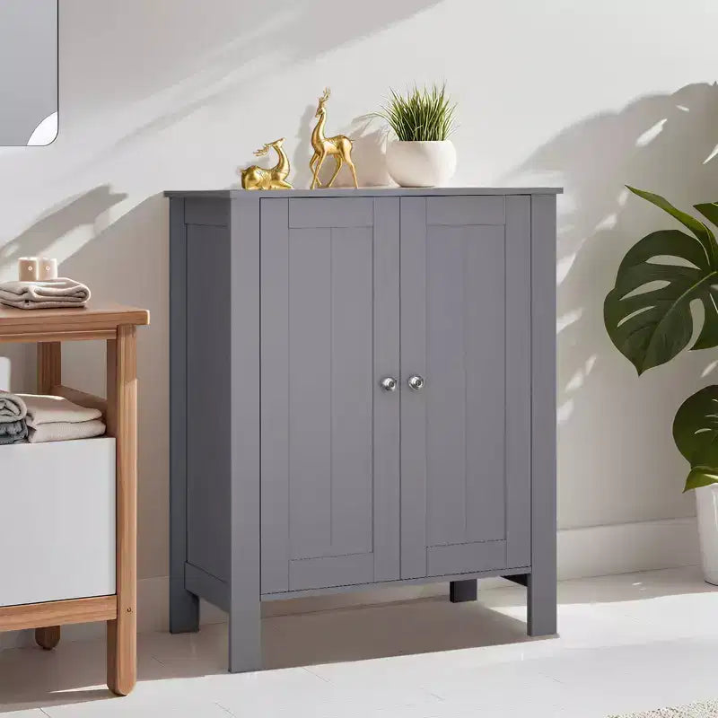 Meuble de Rangement au Sol pour Salle de Bain, Unité de Rangement Autonome pour Salle de Bain avec 2 Étagères Réglables, 30 x 60 x 80 cm