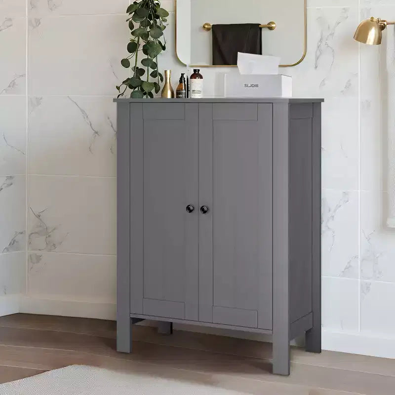 Hyleory Bathroom Floor Storage Cabinet, Freestanding Bathroom Storage Unit with 2 Adjustable Shelves, 11.8 x 23.6 x 31.5 Inches