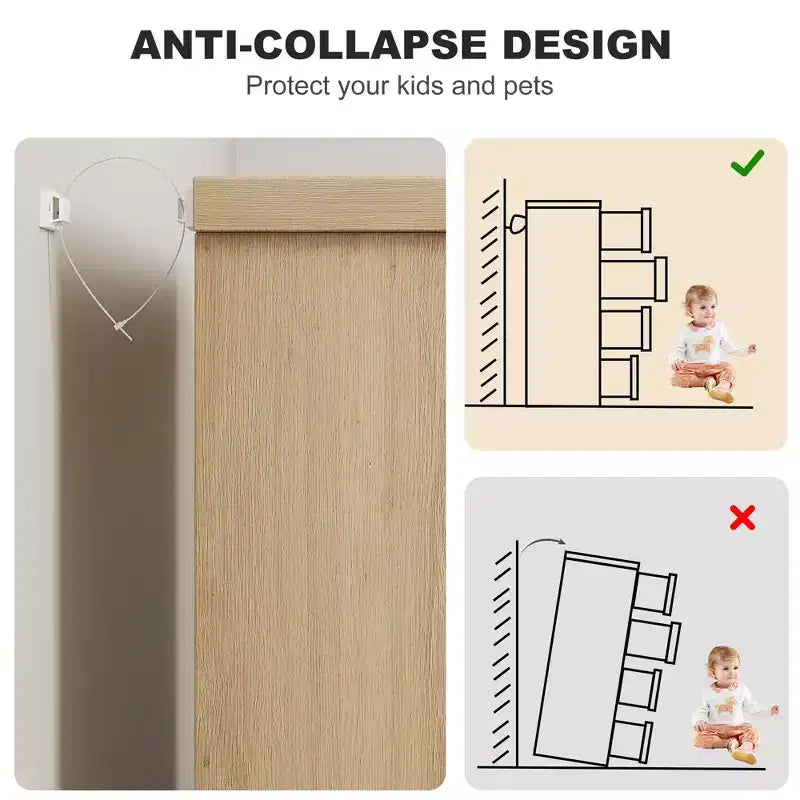 Commode 4 tiroirs en bois naturel - Organiseur de rangement moderne avec poignées encastrées pour chambre ou salon