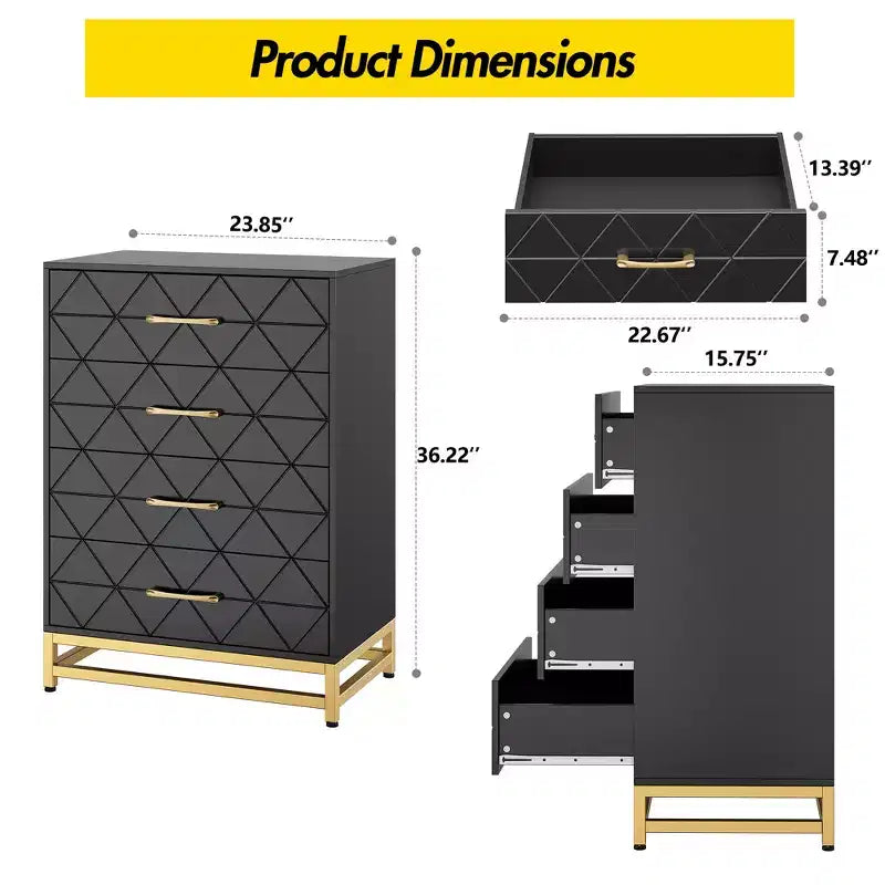 Commode 3 tiroirs en bois peu encombrante avec dispositif anti-basculement, rangement pour vêtements, table de chevet polyvalente et organisateur pour la maison et le dortoir