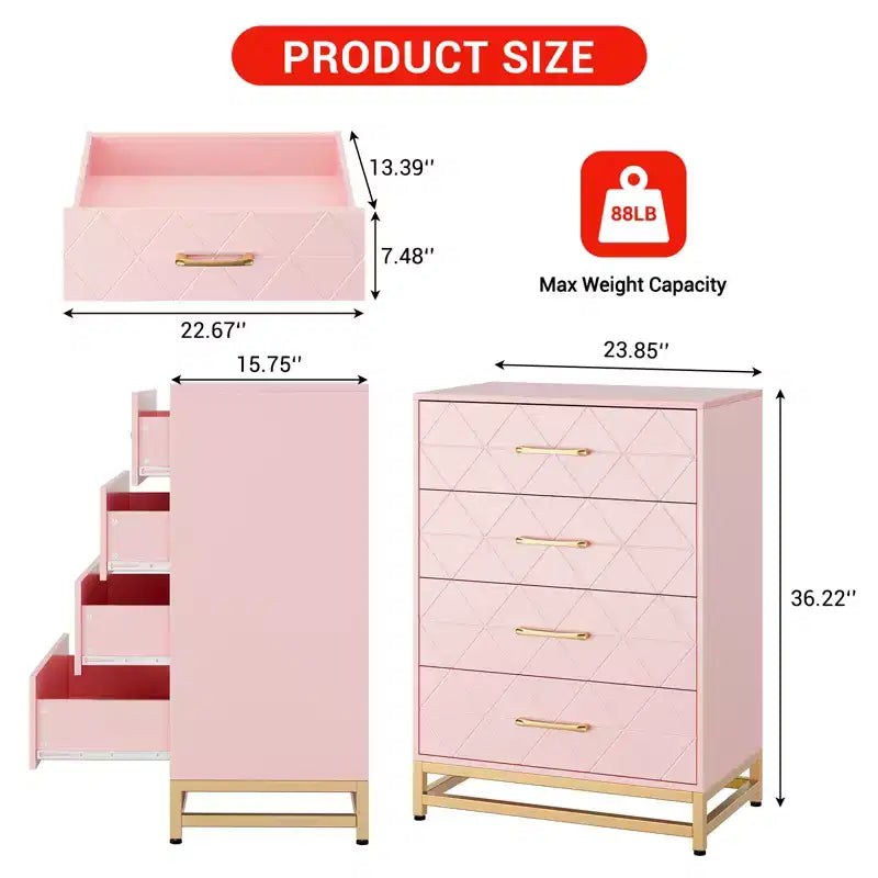 Commode 3 tiroirs en bois peu encombrante avec dispositif anti-basculement, rangement pour vêtements, table de chevet polyvalente et organisateur pour la maison et le dortoir