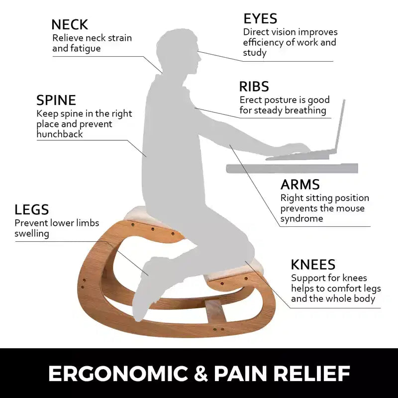 Chaise ergonomique à genoux, Chaise de bureau à genoux robuste pour une meilleure posture, pour modeler le corps, soulager le stress, la méditation, Marron