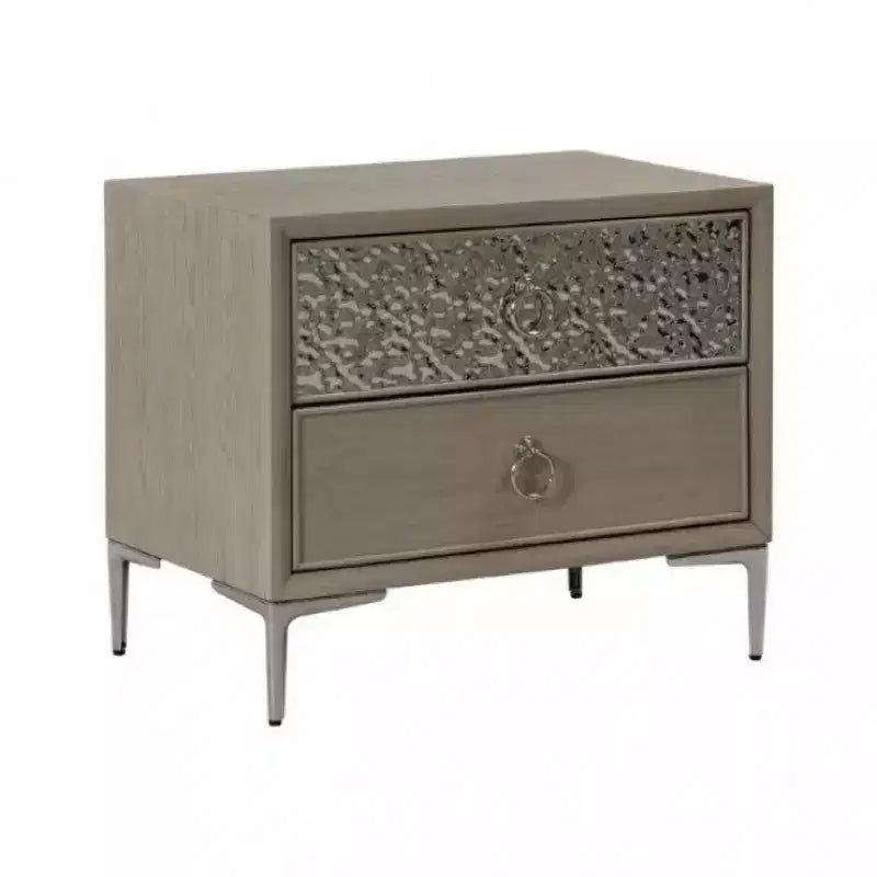 Table de chevet Royal Hampton avec 2 ports USB, métal texturé