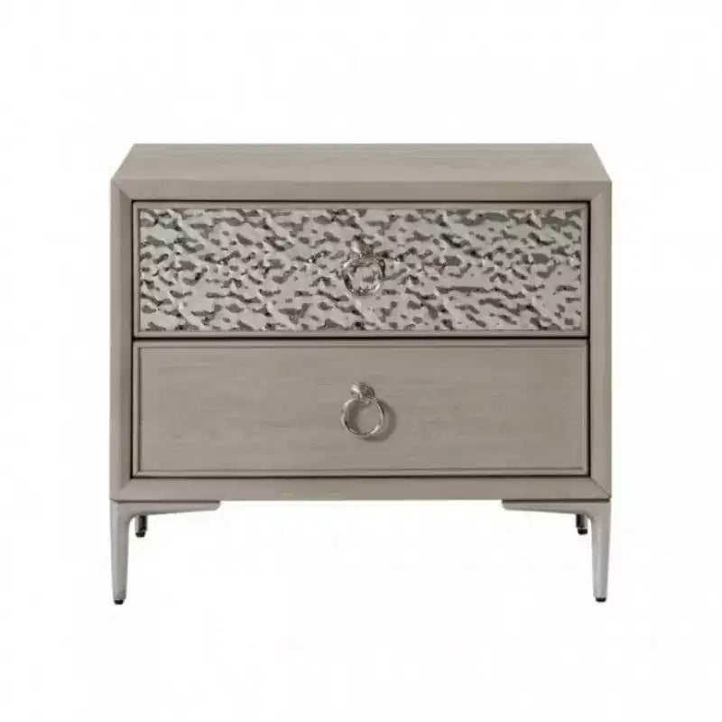 Table de chevet Royal Hampton avec 2 ports USB, métal texturé