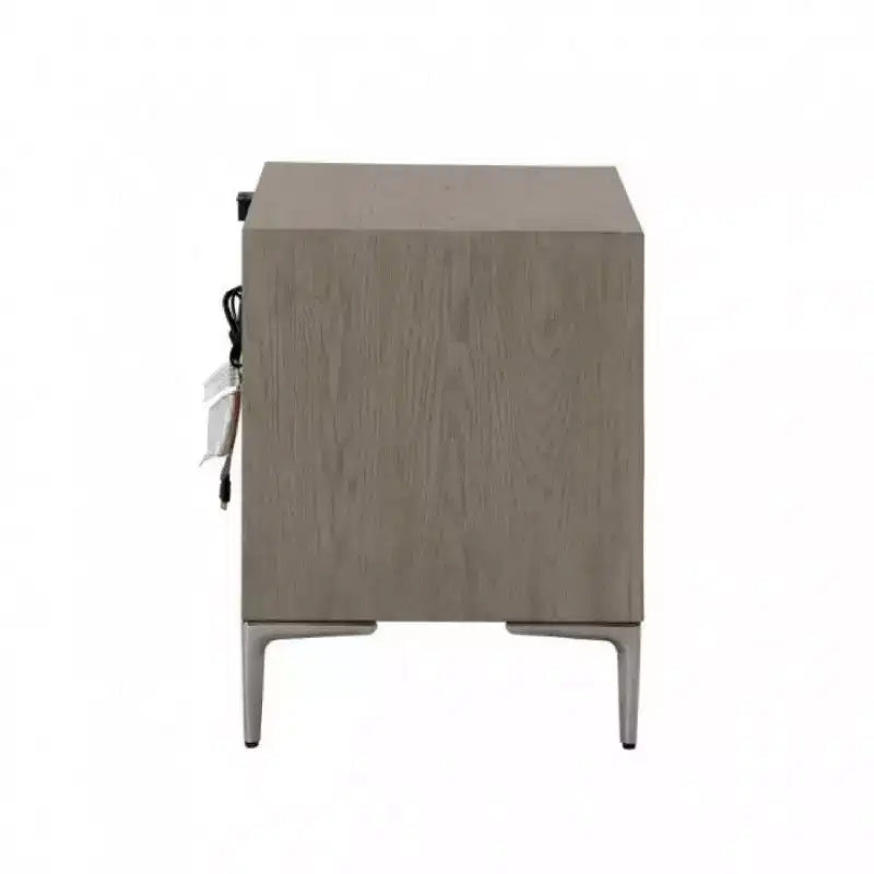 Table de chevet Royal Hampton avec 2 ports USB, métal texturé