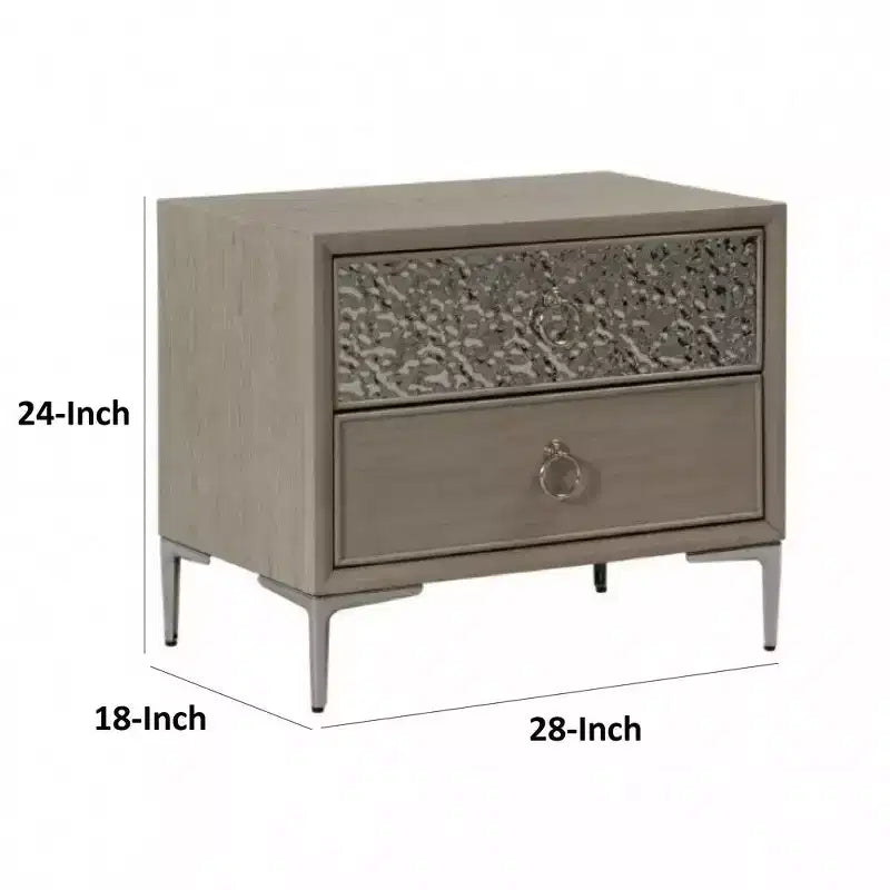 Table de chevet Royal Hampton avec 2 ports USB, métal texturé