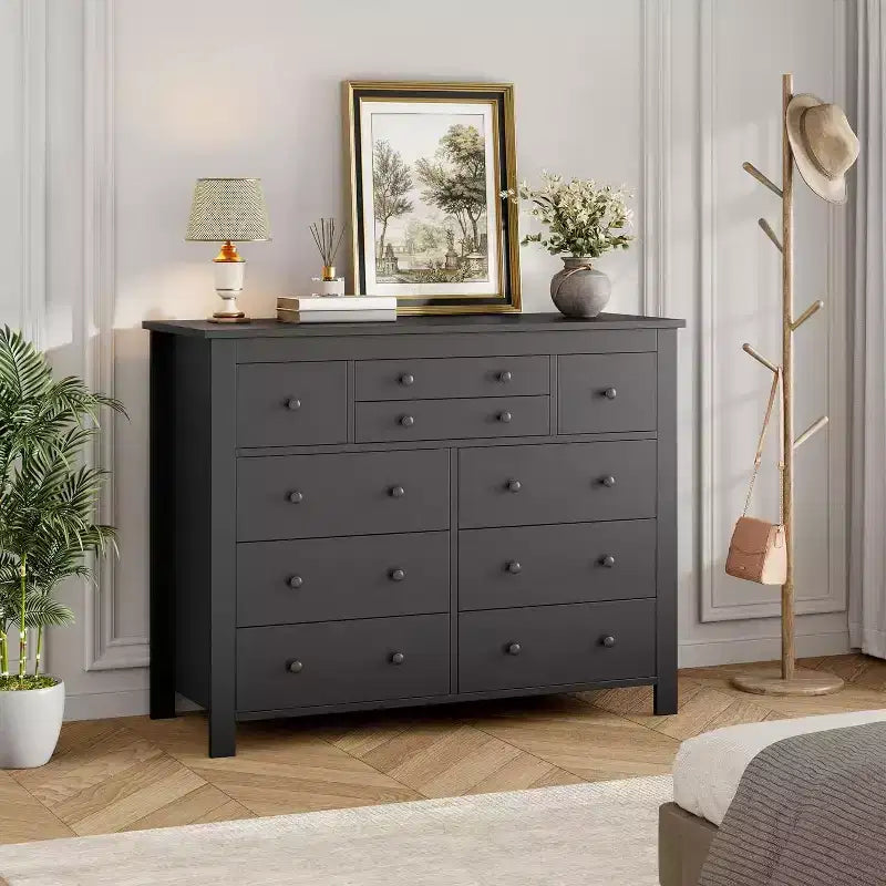 COZONY 10 Drawer Dresser, 47 Wide Wooden Chest of Drawers for Bedroom, Long Dresser TV Stand with Storage for Living Room, Hallway