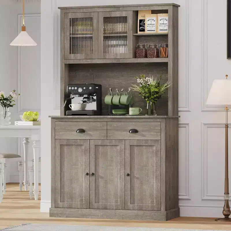 71' Tall Storage Cabinet Freestanding Kitchen Pantry Cabinet with Drawers and Adjustable Shelves, for Home Grey, 15.75'D x 29.53'W x 70.87'H