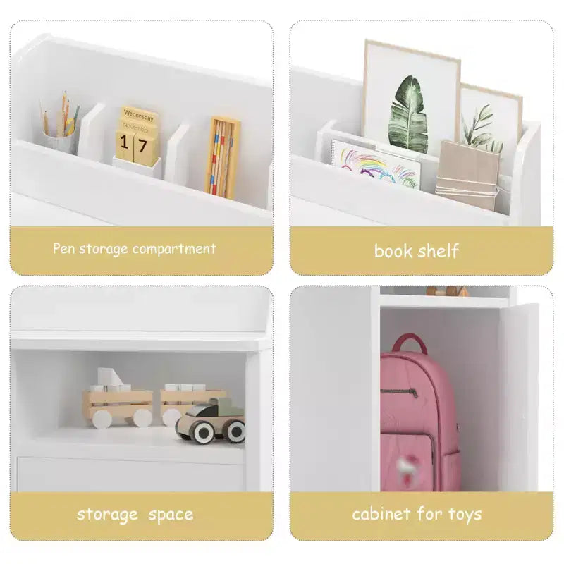 Bureau et chaise d'étude pour enfants GustoWave, Table d'étude pour enfants en bois, Ensembles bureau et chaise pour enfants avec étagère et armoire de rangement pour enfants de 3 à 12 ans