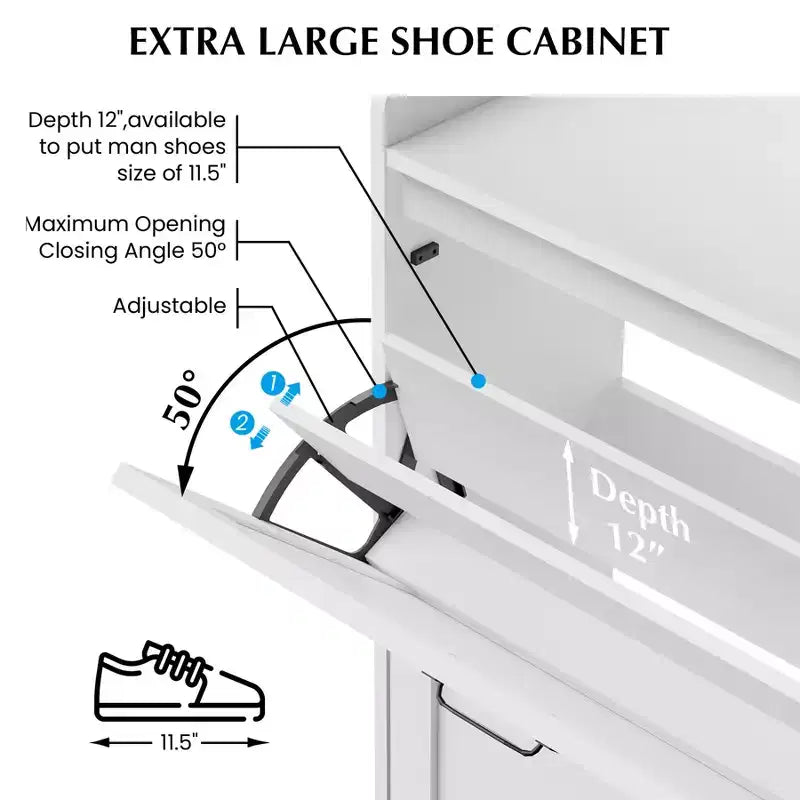 Meuble à Chaussures avec 2 Tiroirs Basculants, Meuble de Rangement pour Chaussures sur Pied pour Entrée, Peut Contenir Jusqu'à 24 Paires de Chaussures, Séparation Sec et Humide