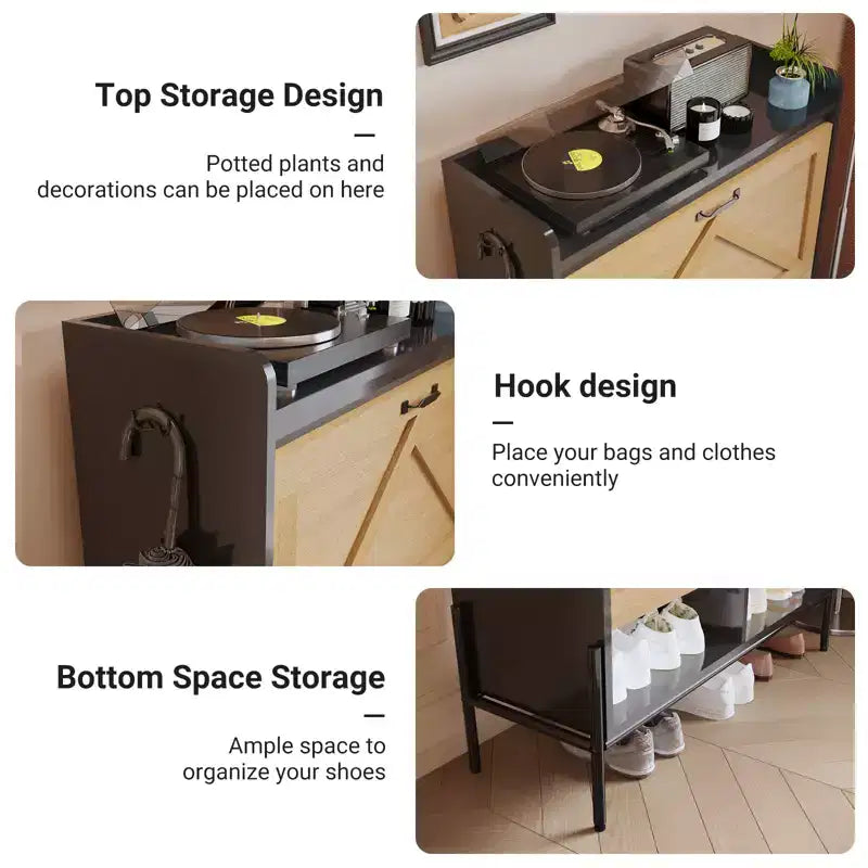 Meuble à Chaussures avec 2 Tiroirs Basculants, Meuble de Rangement pour Chaussures sur Pied pour Entrée, Peut Contenir Jusqu'à 24 Paires de Chaussures, Séparation Sec et Humide