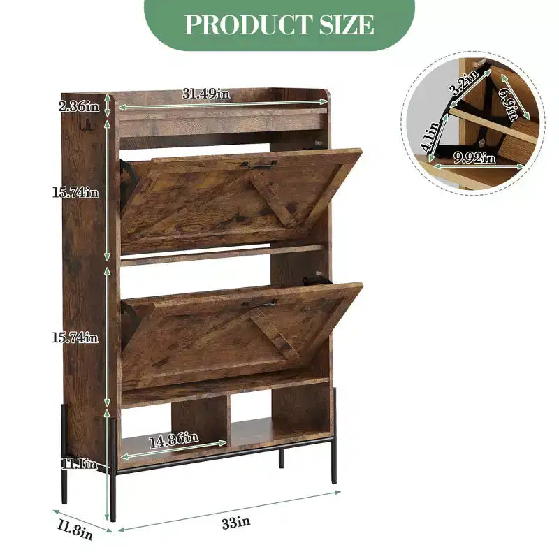 Meuble à Chaussures avec 2 Tiroirs Basculants, Meuble de Rangement pour Chaussures sur Pied pour Entrée, Peut Contenir Jusqu'à 24 Paires de Chaussures, Séparation Sec et Humide