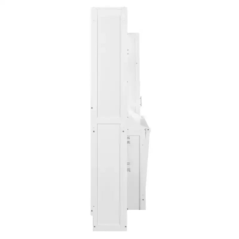 Lit escamotable mural Full/Queen avec placard, lit armoire escamotable avec tiroirs de rangement et étagères pour chambre d'amis ou bureau