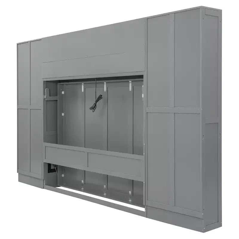 Lit escamotable mural Full/Queen avec placard, lit armoire escamotable avec tiroirs de rangement et étagères pour chambre d'amis ou bureau