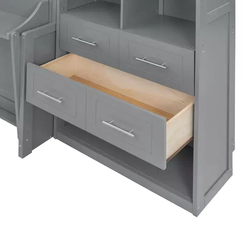 Lit escamotable mural Full/Queen avec placard, lit armoire escamotable avec tiroirs de rangement et étagères pour chambre d'amis ou bureau