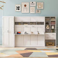 Full/Queen Murphy Bed Wall Bed with Closet, Cabinet Bed Folding Wall Bed with Storage Drawers and Shelves for Guest Room Office