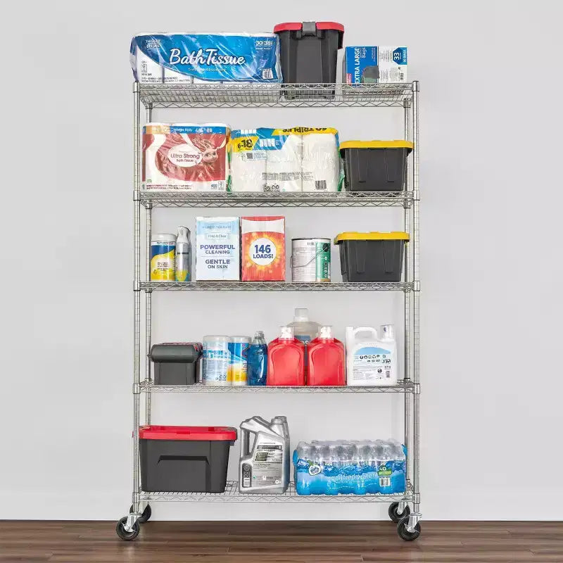 Rayonnage métallique à 5 niveaux SafeRacks 18 x 48 x 72, argent