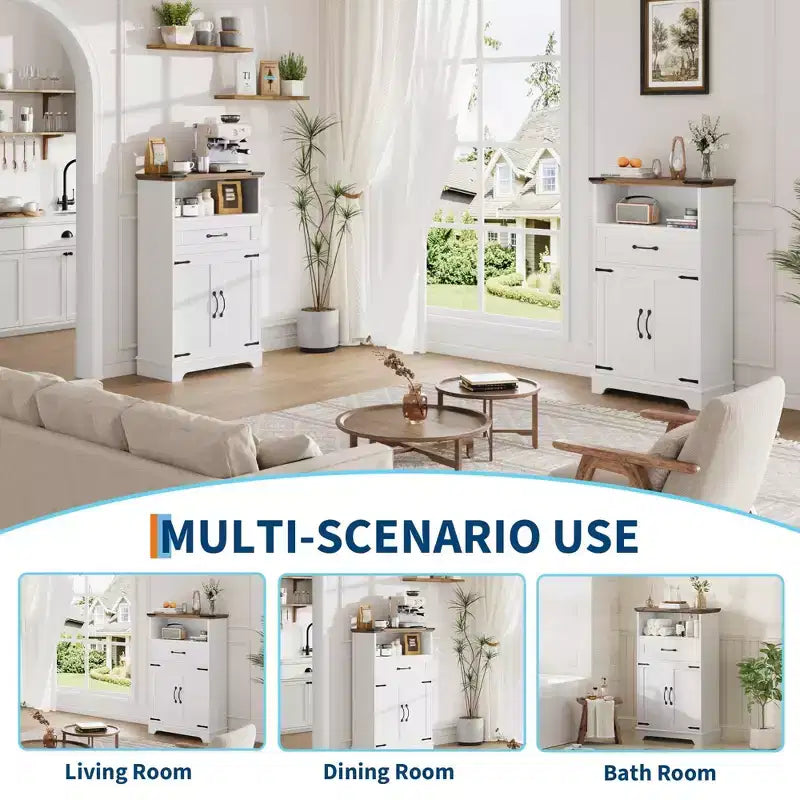 Meuble de Salle de Bain Autoportant avec Portes et Tiroirs, Rangement Multi-Fonctionnel pour Salle de Bain, Cuisine et Salon
