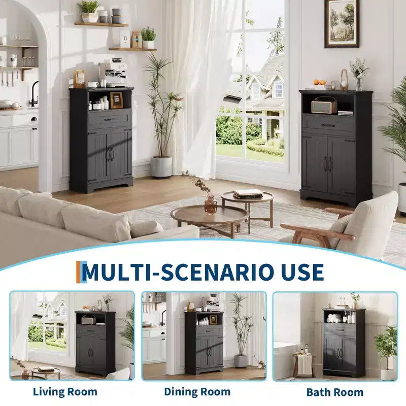 Meuble de Salle de Bain Autoportant avec Portes et Tiroirs, Rangement Multi-Fonctionnel pour Salle de Bain, Cuisine et Salon