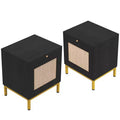 Rattan Nightstand Set of 2,Stylish Natural Rattan, for Living Room Bedroom
