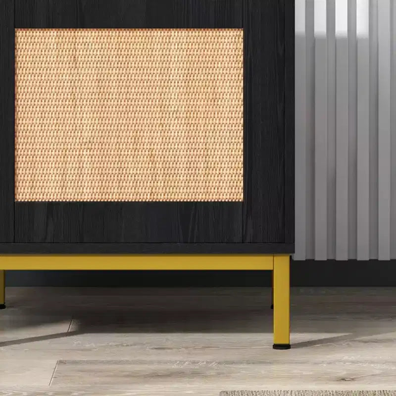 Table de chevet en rotin (lot de 2), élégante, en rotin naturel, pour salon et chambre à coucher