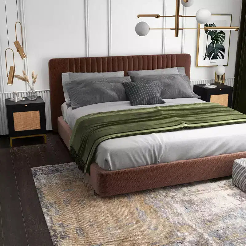 Table de chevet en rotin (lot de 2), élégante, en rotin naturel, pour salon et chambre à coucher