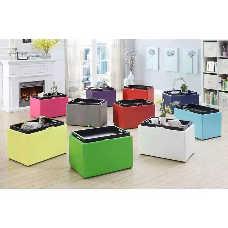 Pouf de rangement d'appoint Comfort HomeStock avec plateau réversible
