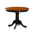 5-Piece Round Black Finish Solid Wood Top Dining table with 4-Chairs with