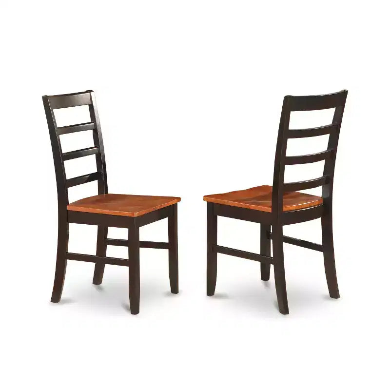 Table à manger ronde 5 pièces, plateau en bois massif finition noire avec 4 chaises