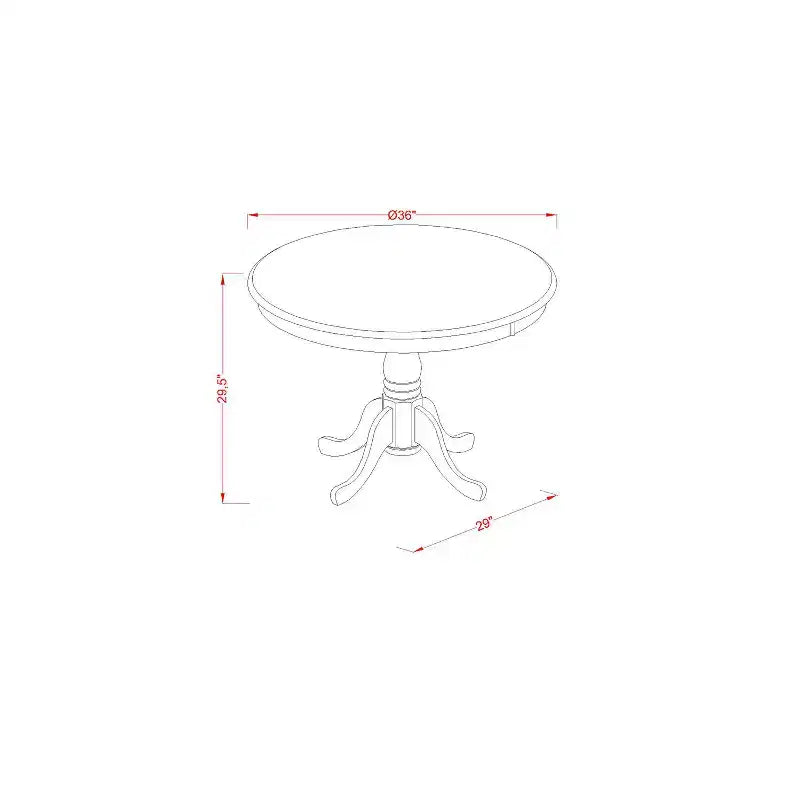 Table à manger ronde 5 pièces, plateau en bois massif finition noire avec 4 chaises
