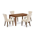 5-Piece Mahogany Finish Solid Wood Top - Rectangular Dining Room Set - Seats 4