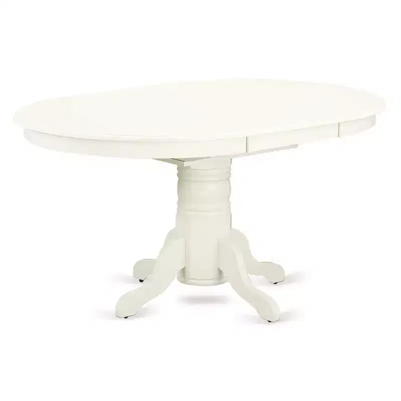 Modern 5 Piece Dinette Set - Oval Dining Table & 4 Linen White Chairs