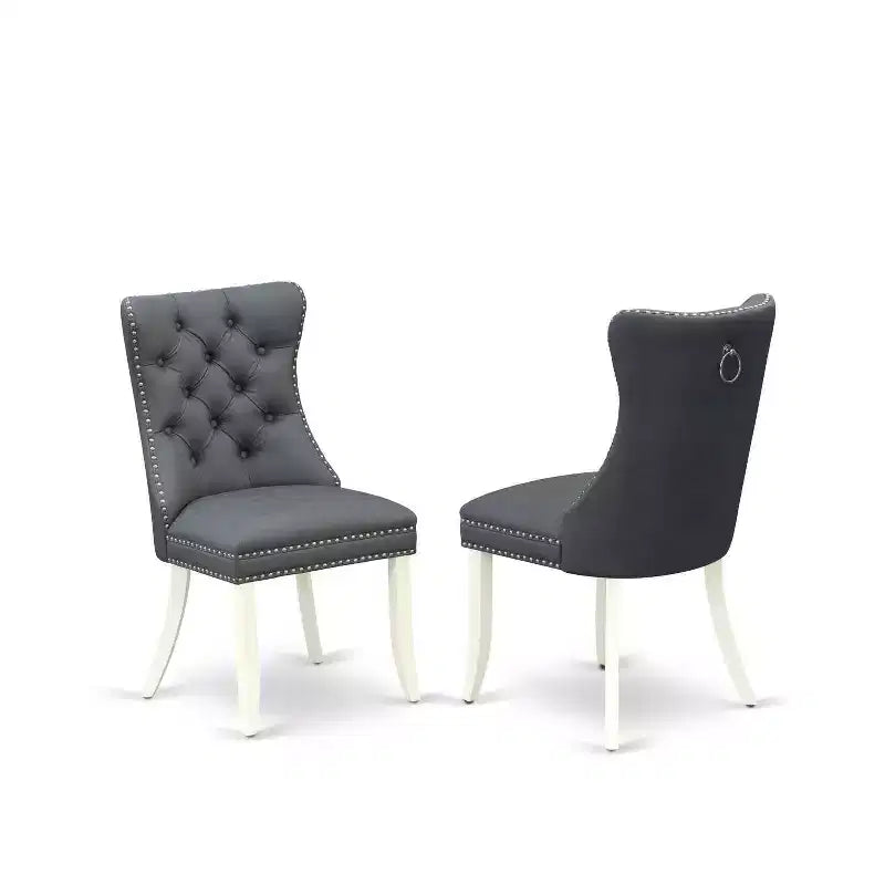 Ensemble de salle à manger moderne 5 pièces - Table ovale et 4 chaises blanches en lin