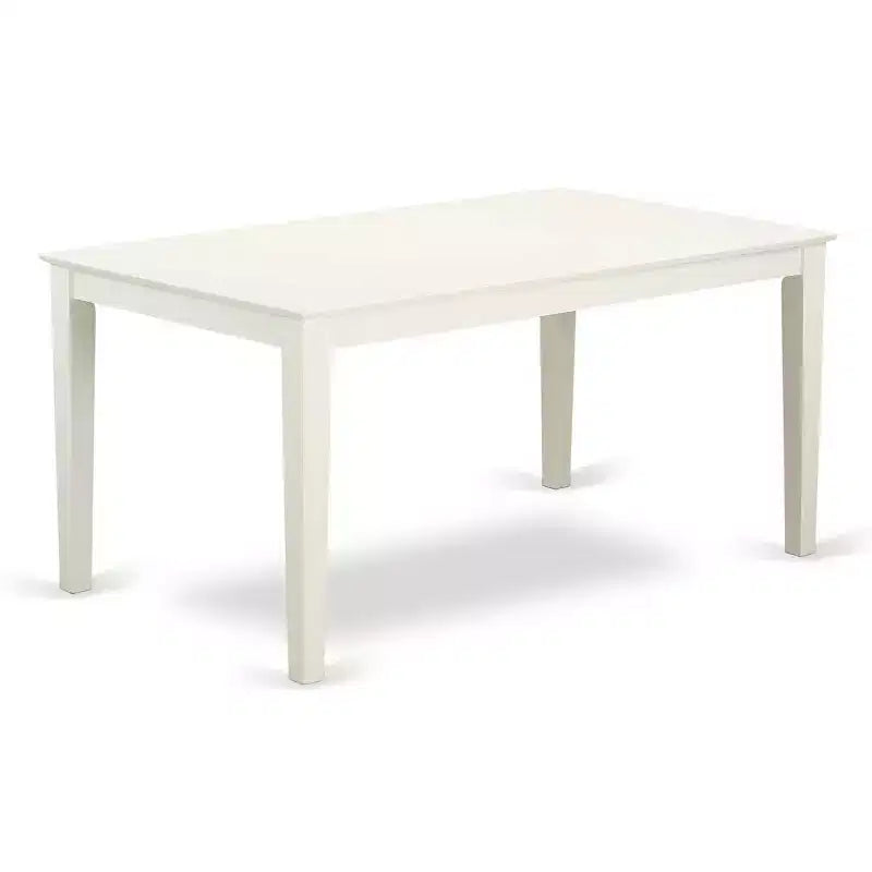HomeStock Ensemble de salle à manger 7 pièces avec table rectangulaire en bois massif finition lin blanc et 6 chaises Parson