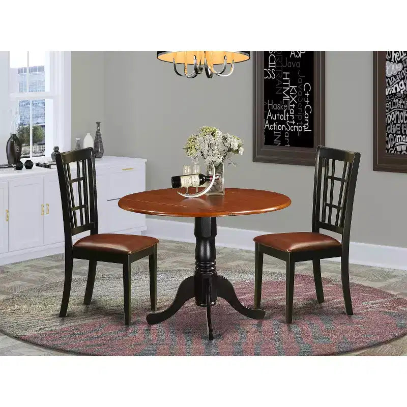Ensemble de salle à manger du Sud-Ouest - Table et 2 chaises - Ensemble de cuisine en bois rustique
