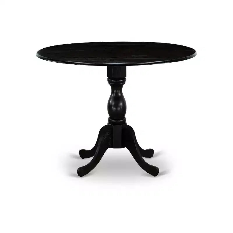 HomeStock – Table à manger en bois massif au fini noir brossé, style treillis ajouré, avec 4 chaises et rabats latéraux, 5 pièces